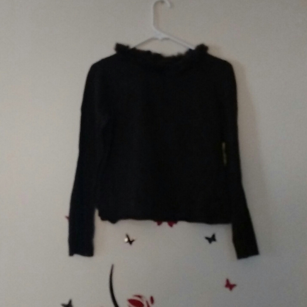 Fur Lined Neck, Long Sleeved Blouse